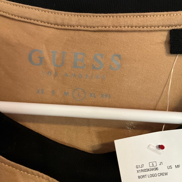 Guess Tan and Black Logo Crew - Picture 2 of 2